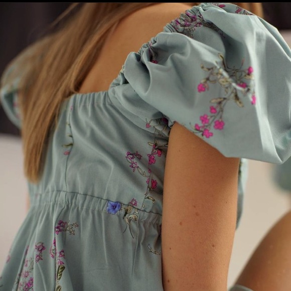 GRASH COTTON MINI DRESS IN GREEN - Picture 3 of 6